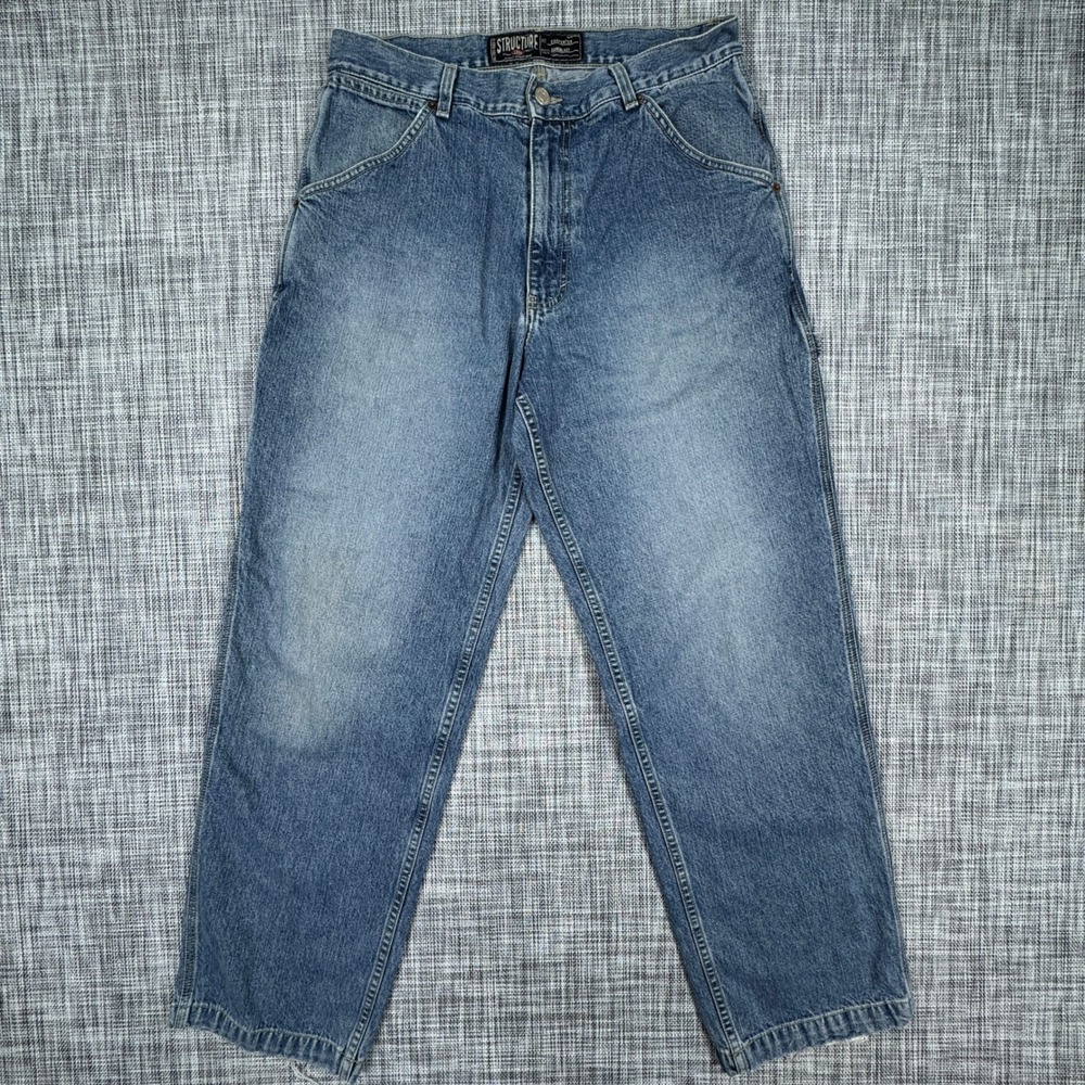 Vintage Structure Carpenter Jeans Mens 32 Blue Sandblast Denim Utility USA Made